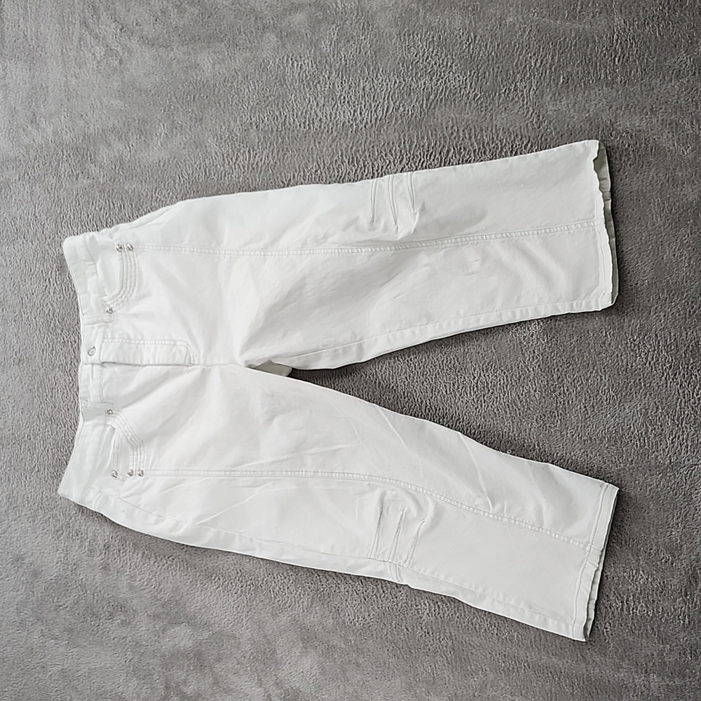 Simon Chang Denim Shorts Capris Womens 12 White Pockets Casual